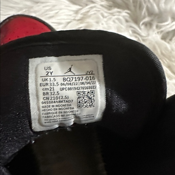 Jordan Sky Jordan 1 Td Black Anthracite Varsity Red White - BQ7197-016 Size-2Y - Picture 6 of 8